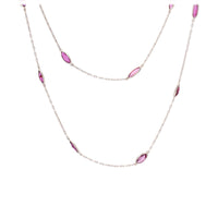 Art Deco Inspired Ruby 18k White Gold Station Necklace