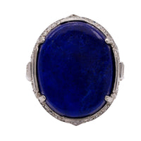 Art Deco Lapis Lazuli and Diamond Platinum Ring