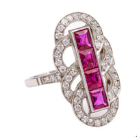 Art Deco Ruby and Diamond Platinum Dinner Ring