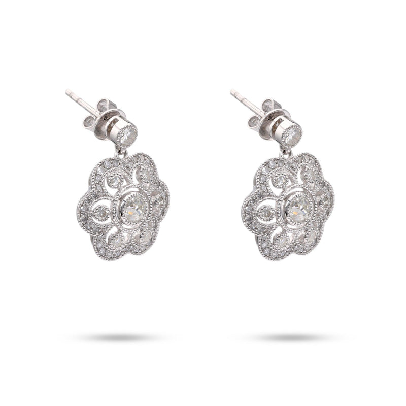 Diamond 14k White Gold Drop Earrings