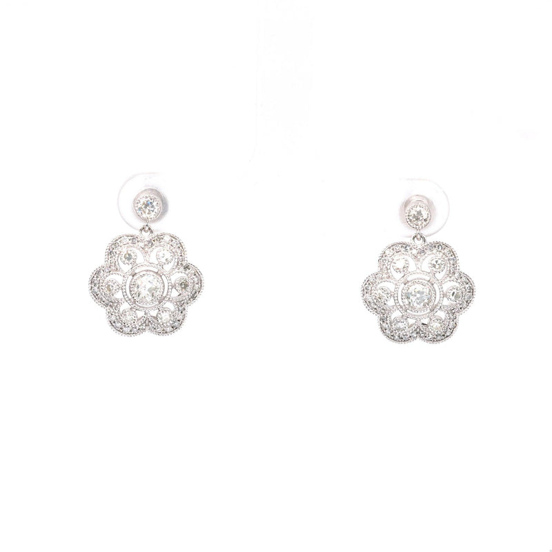 Diamond 14k White Gold Drop Earrings