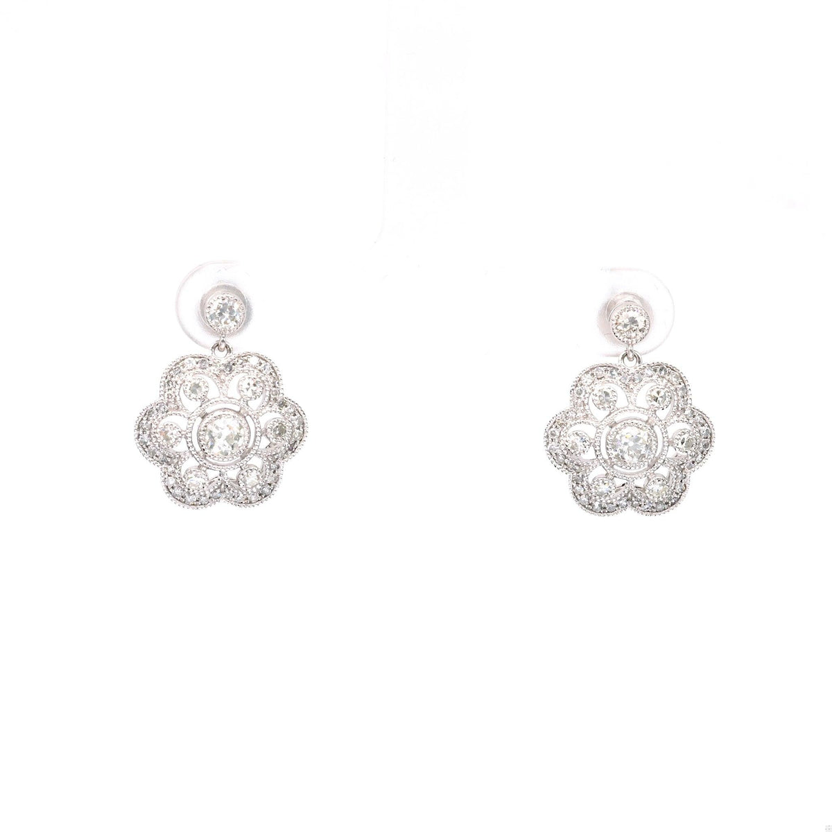 Diamond 14k White Gold Drop Earrings