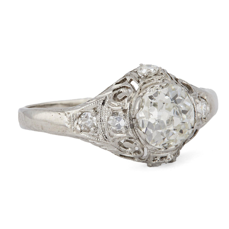 Edwardian 0.65 Carat Old Mine Cut Diamond Platinum Ring