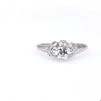 Edwardian GIA 0.99 Carat Old European Cut Diamond Platinum Ring