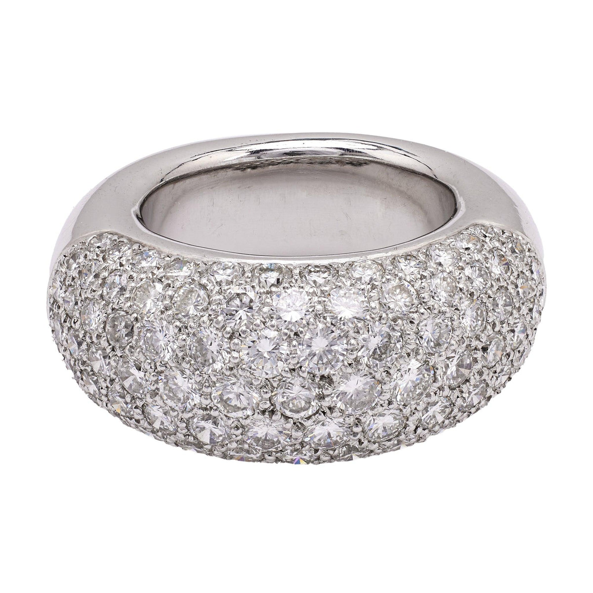 French Pave Diamond Platinum Dome Ring