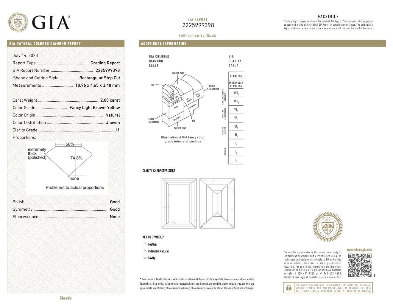 GIA 2.00 Carat Fancy Color Diamond Platinum Three Stone Ring