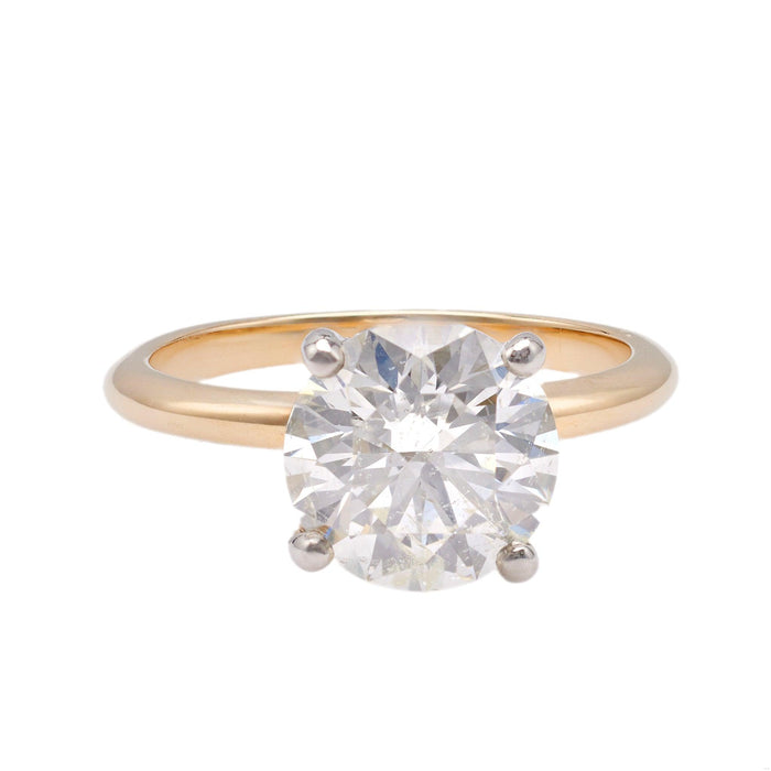 GIA 3.01 Carat Round Brilliant Cut Diamond 14k Yellow Gold Platinum Invisible Ha