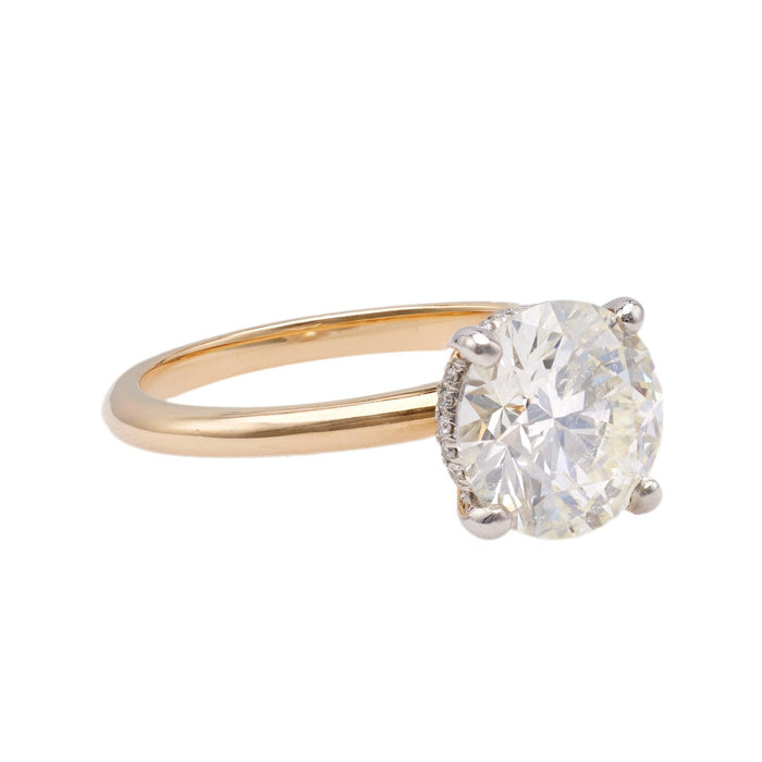 GIA 3.01 Carat Round Brilliant Cut Diamond 14k Yellow Gold Platinum Invisible Ha