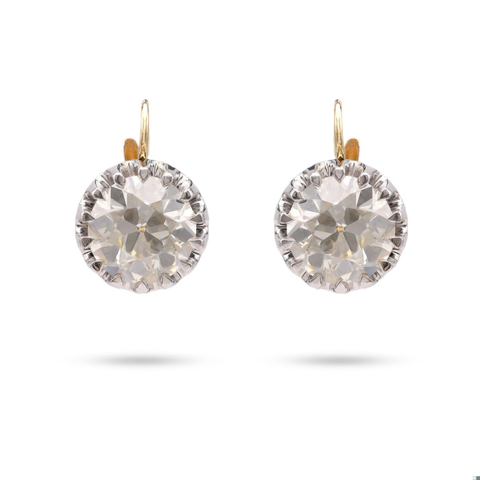 GIA 9.14 Carat Total Weight Diamond 18k Yellow Gold Platinum Earrings