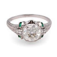 Edwardian Platinum and Emerald Ring