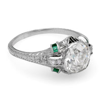 Edwardian Platinum and Emerald Ring