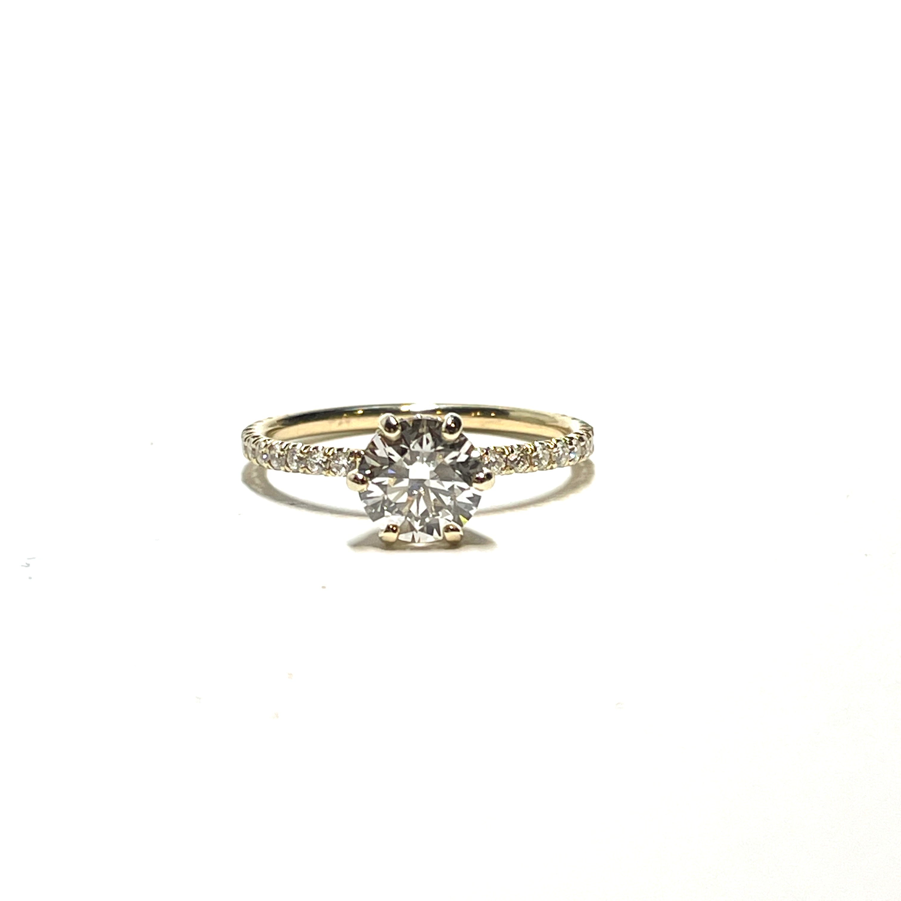 10015333 Custom 14k YG Hidden Halo Solitaire Lab Grown Diamond Ring 1 of 2
