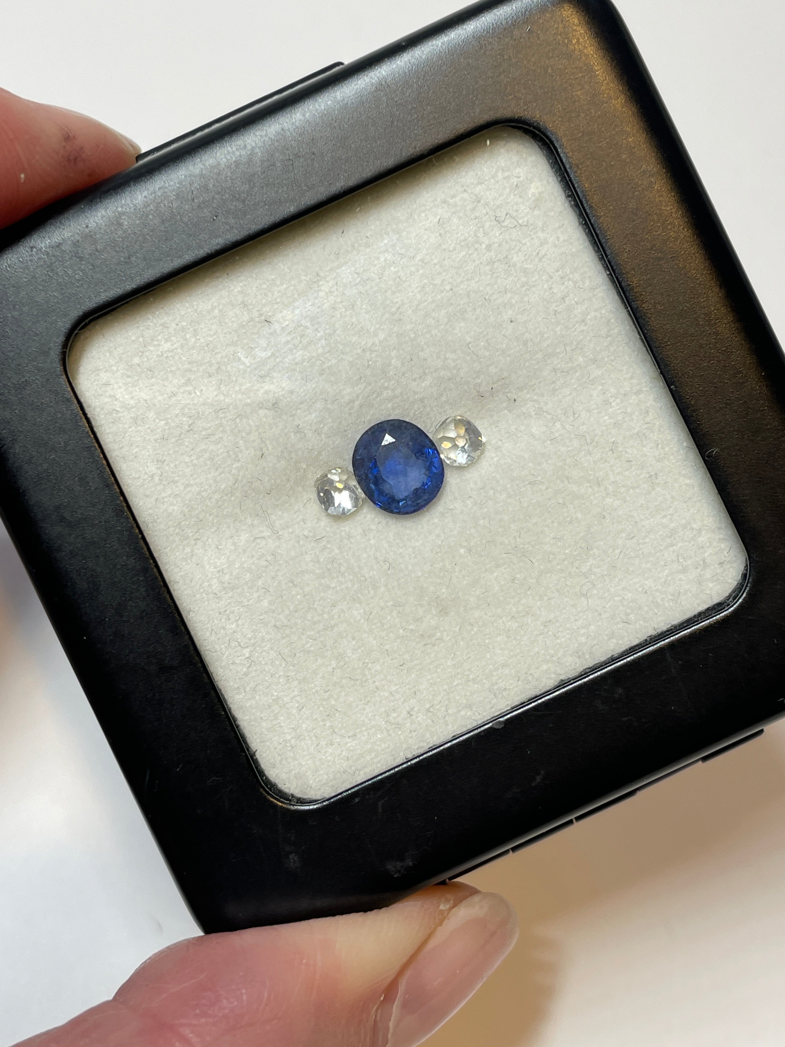 10015367 Custom Sapphire & Diamond 3-stone Ring