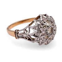 Two-Tone Retro Diamond Cluster Ring