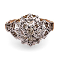 Two-Tone Retro Diamond Cluster Ring