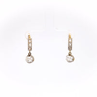 Late Edwardian Diamond 18k Gold Platinum Drop Earrings