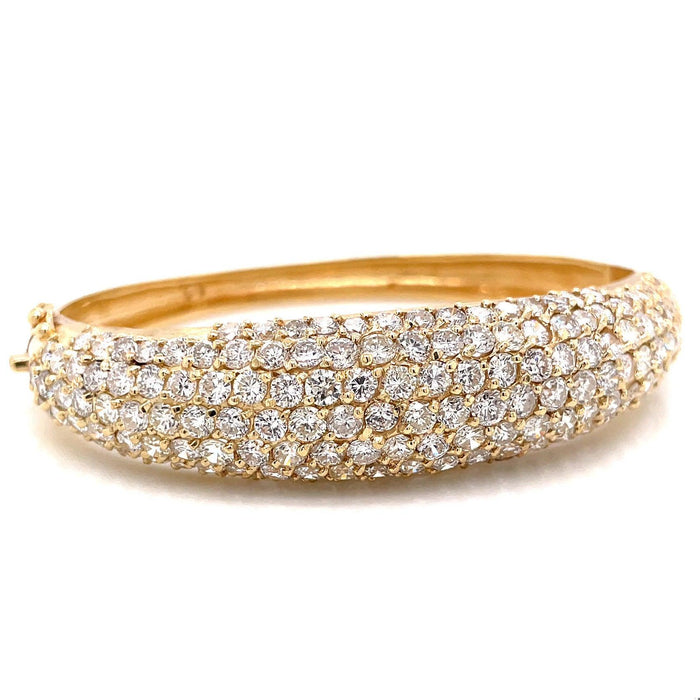 Micropave 11.50 Carat Round Brilliant Cut Diamonds Yellow Gold Bangle