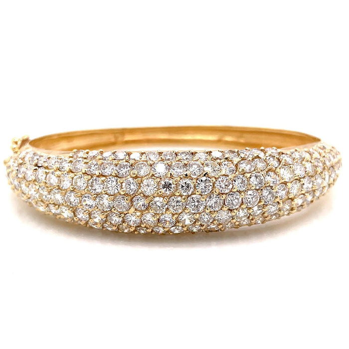 Micropave 11.50 Carat Round Brilliant Cut Diamonds Yellow Gold Bangle