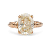 Mid-Century GIA 3.06 Carat Oval Cut Diamond 14k Rose Gold Solitaire Ring