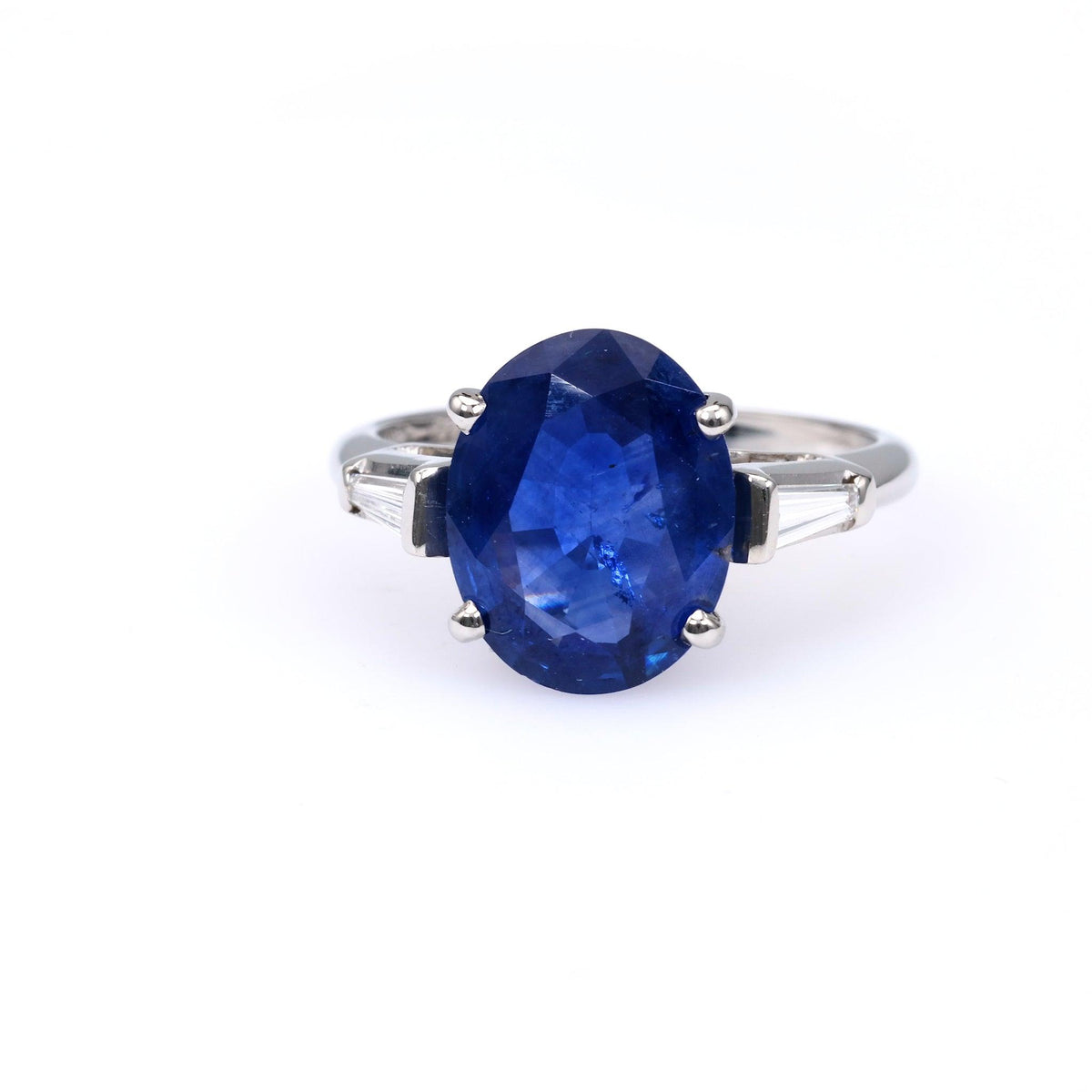 Mid-Century GIA 4.58 Carat Ceylon Sapphire Diamond Platinum Ring