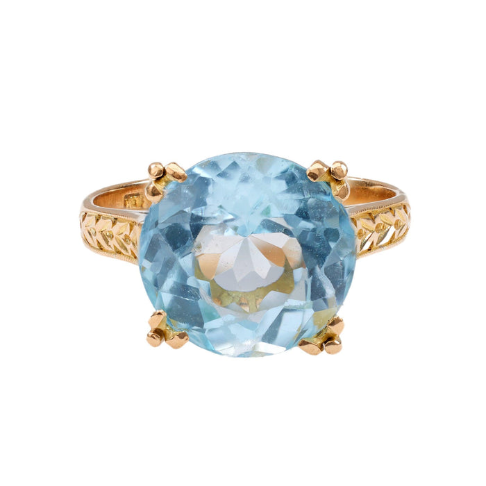 Mid-Century Topaz 18k Yellow Gold Ring