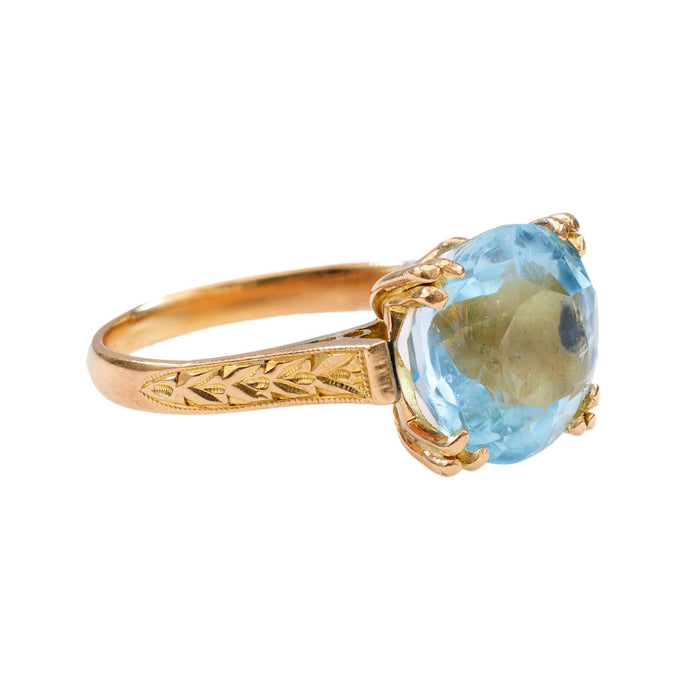 Mid-Century Topaz 18k Yellow Gold Ring