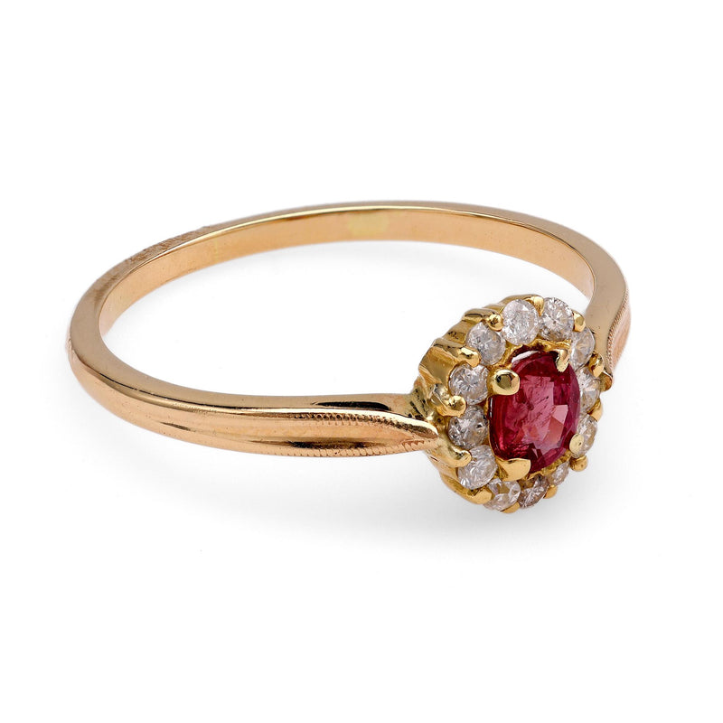 Ruby and Diamond Halo Ring