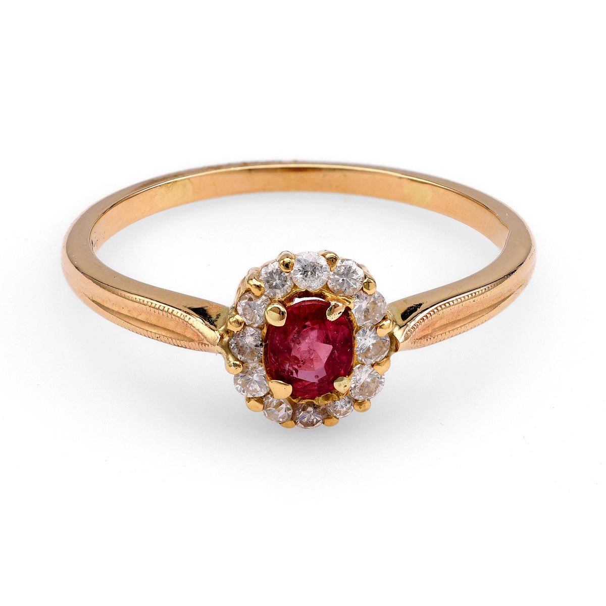 Ruby and Diamond Halo Ring