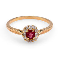 Ruby and Diamond Halo Ring