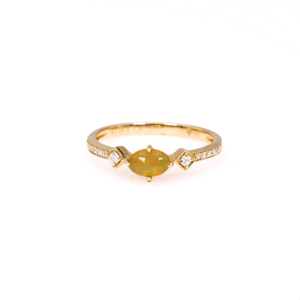 Opal Diamond 14k Yellow Gold Ring