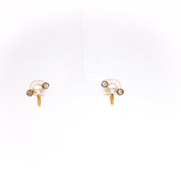 Pair of Antique Pearl and Diamond 18k Yellow Gold Earrings