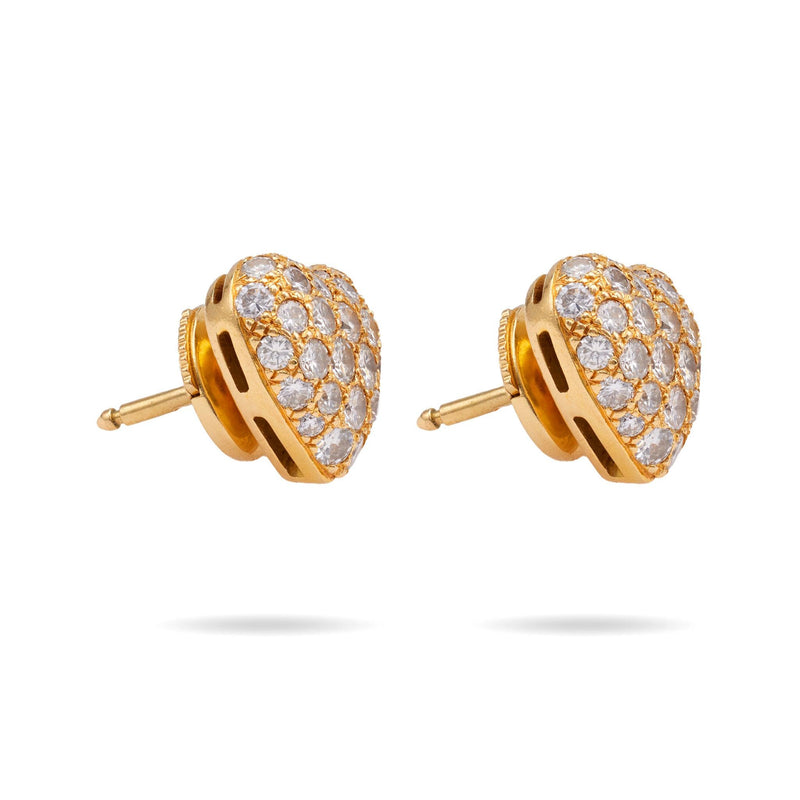 Pair of Cartier 1.20 Carat Total Weight Diamond 18k Yellow Gold Heart Stud Earri