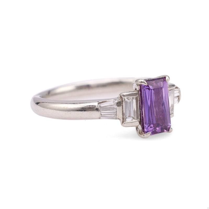 Purple Sapphire Diamond Platinum Ring