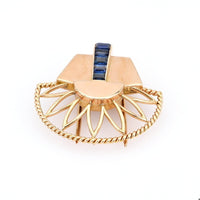 Retro Boucheron French Sapphire 18k Rose Gold Brooch