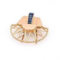 Retro Boucheron French Sapphire 18k Rose Gold Brooch