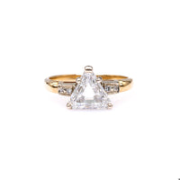 Retro GIA 1.81 Carat Triangular Cut Diamond 14k Gold Ring