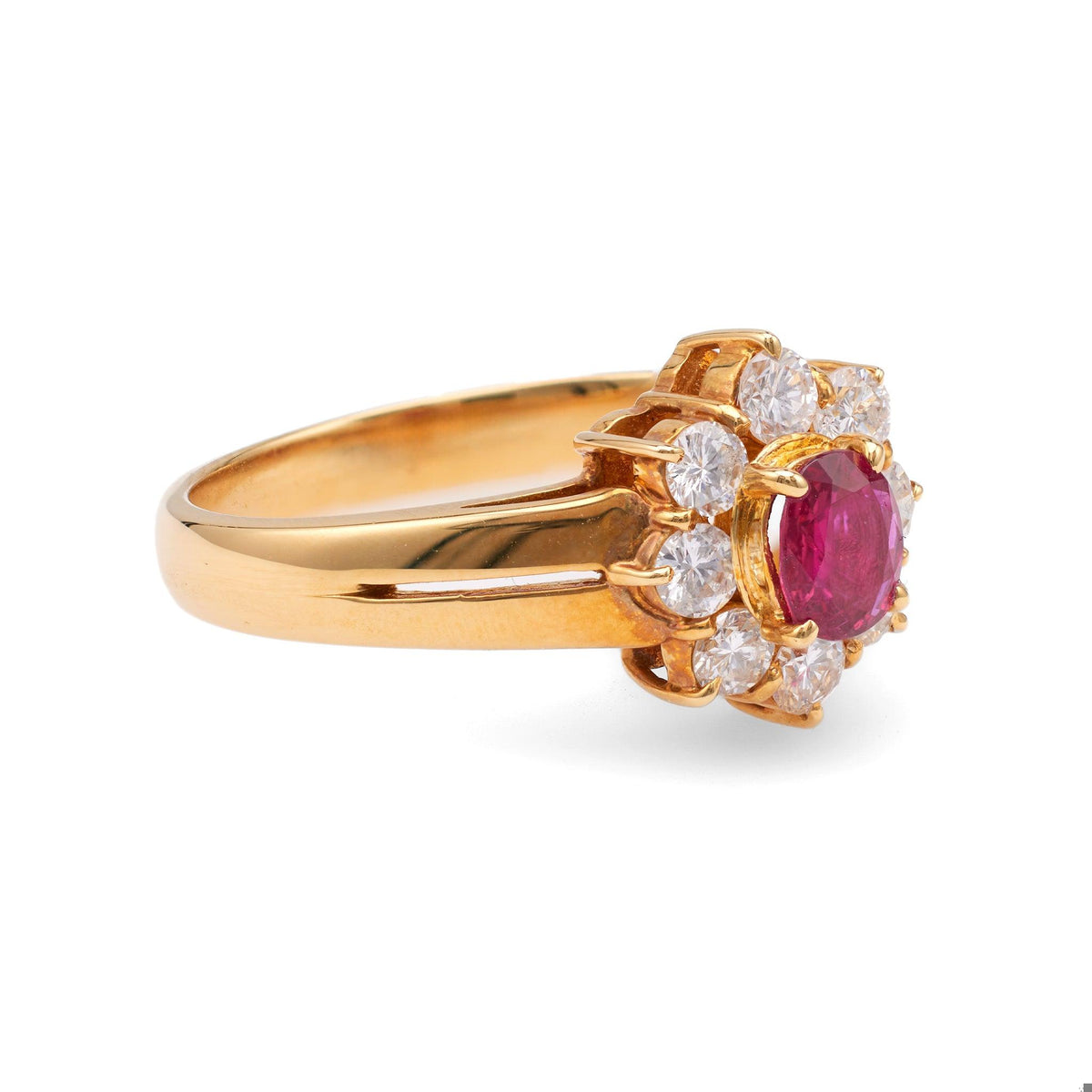 Ruby Diamond 18k Yellow Gold Ring