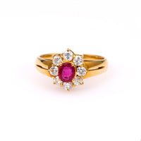 Ruby Diamond 18k Yellow Gold Ring