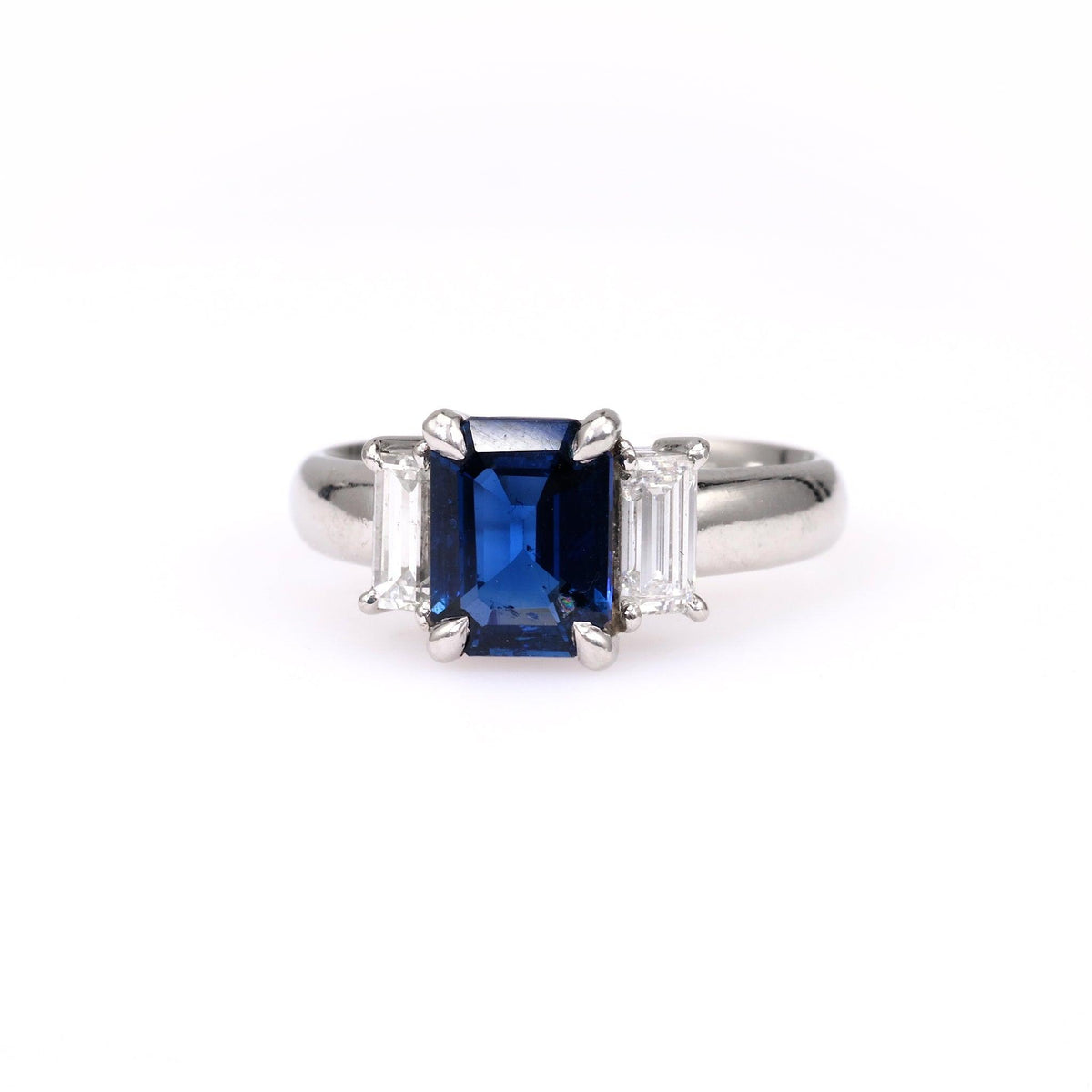 Sapphire Diamond Platinum Ring