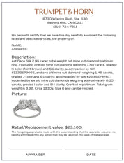 Art Deco GIA 2.95 carat old mine cut diamond platinum engagement ring
