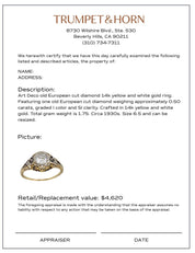 Art Deco old European cut diamond 18k gold engagement ring