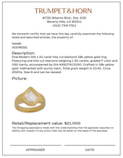 GIA 1.51 carat kite cut diamond 18k yellow gold ring