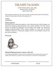 Mid Century diamond platinum navette ring
