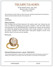 Vintage GIA 3.13 carat diamond 14k yellow gold cluster ring