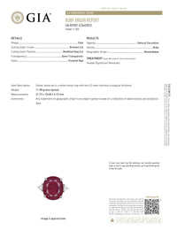 GIA 13.4 Carat Oval Cut Ruby Diamond 18K White Gold Cocktail Ring