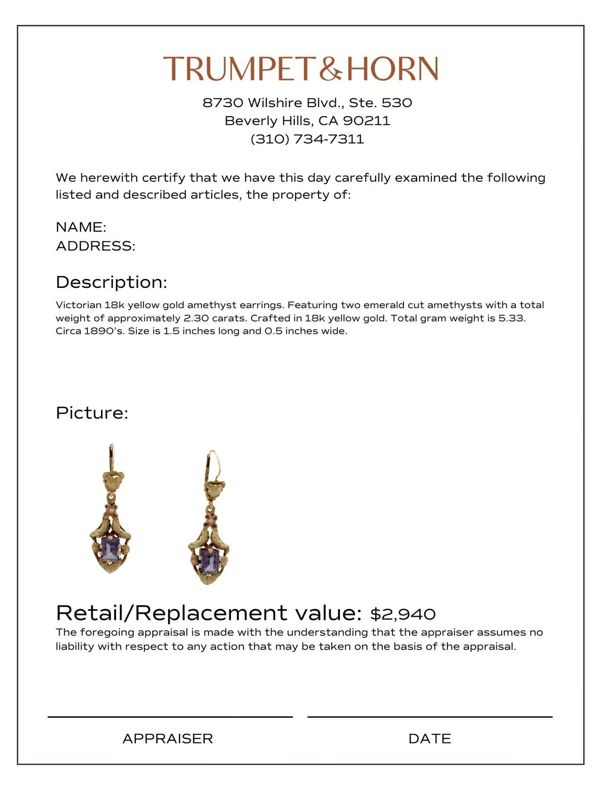 Victorian amethyst 18k yellow gold earrings