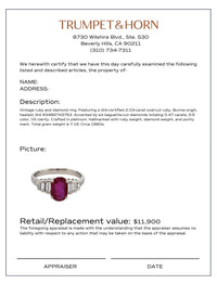 Vintage GIA 2.03 carat Burma ruby diamond platinum ring