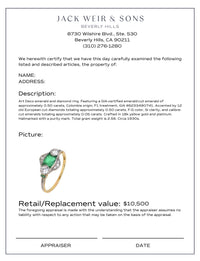 Art Deco GIA emerald diamond 18k yellow gold and platinum ring