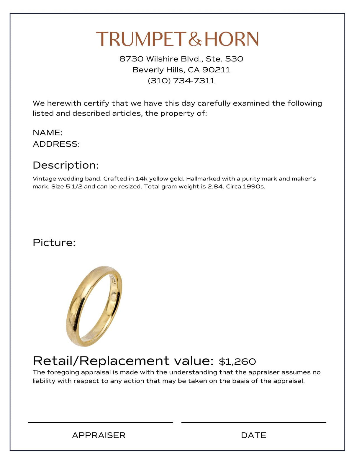 Vintage 14k yellow gold wedding band