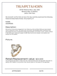 GIA 2.98 carat old cut diamond platinum three stone engagement ring